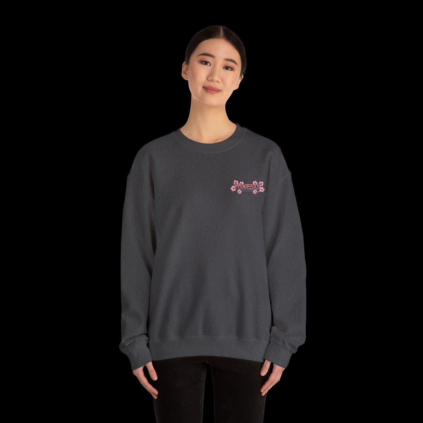 Embroidered Sakura Pocket Crewneck