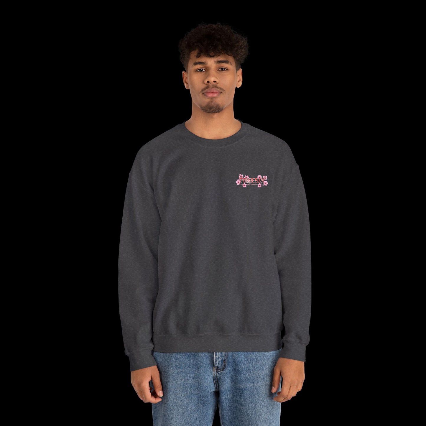 Embroidered Sakura Pocket Crewneck